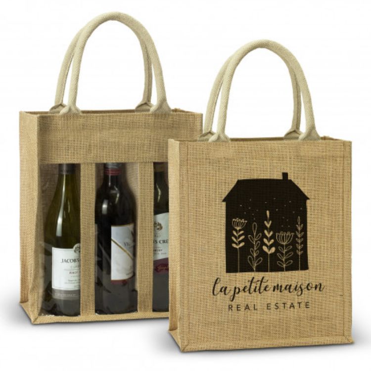 Picture of Serena Jute Triple Wine Carrier