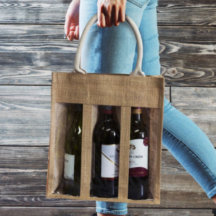 Picture of Serena Jute Triple Wine Carrier