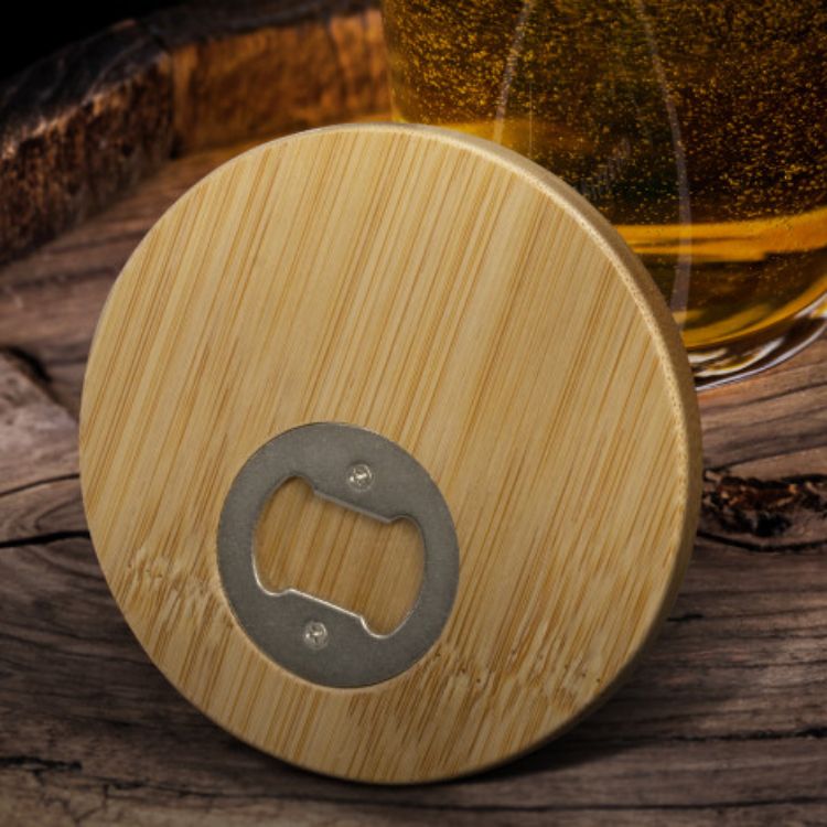 Picture of Bamboo Bottle Opener Coaster - Round