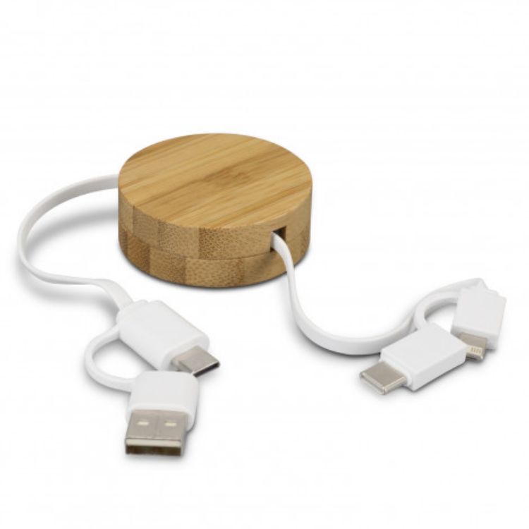 Picture of Bamboo Retractable Charging Cable