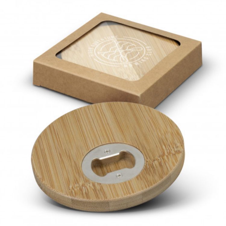 Picture of Bamboo Bottle Opener Coaster Set of 2 - Round