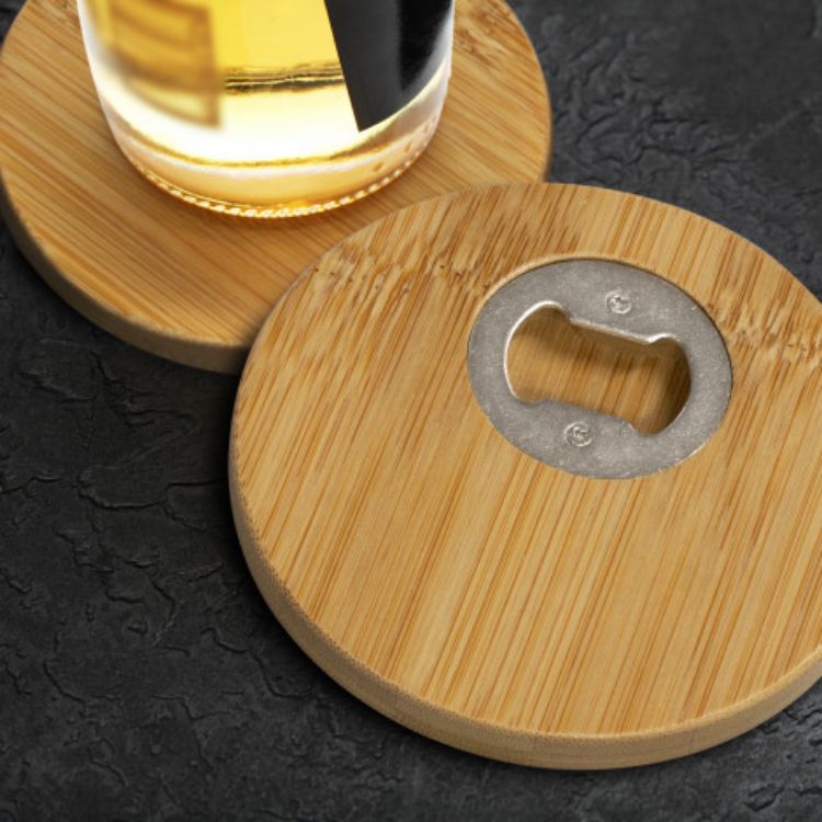 Picture of Bamboo Bottle Opener Coaster Set of 2 - Round