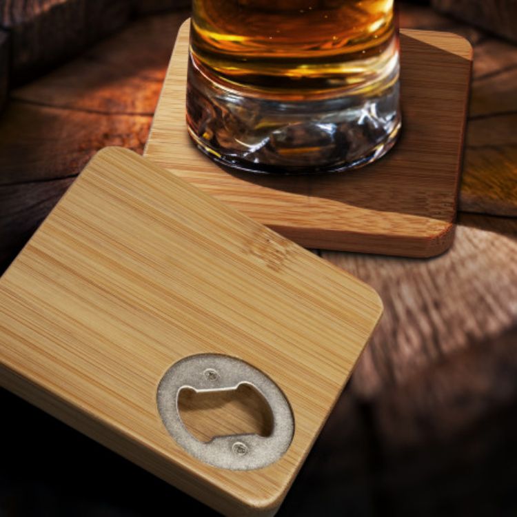 Picture of Bamboo Bottle Opener Coaster Set of 2 - Square