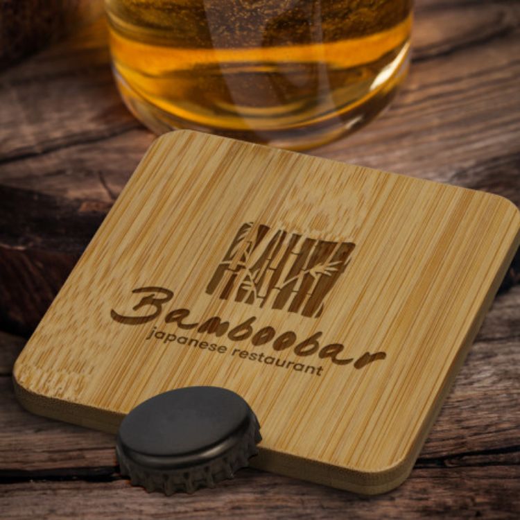 Picture of Bamboo Bottle Opener Coaster - Square