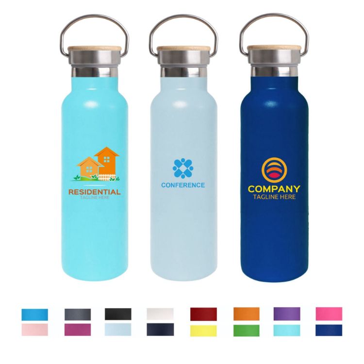 Picture of 600ml Double Wall Vacuum Bottle with Bamboo Lid