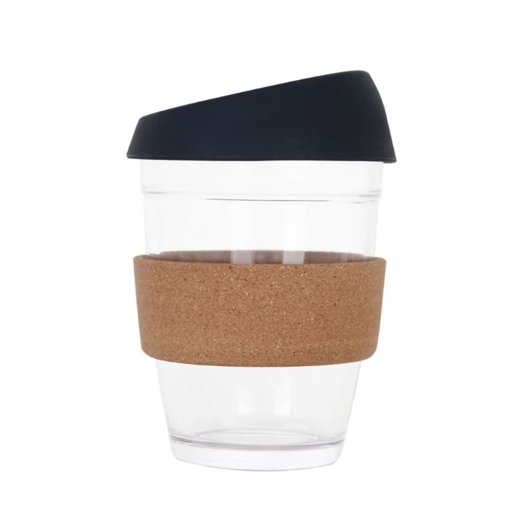 Picture of 12 OZ Reuasble Glass Coffee Cup with Cork Band