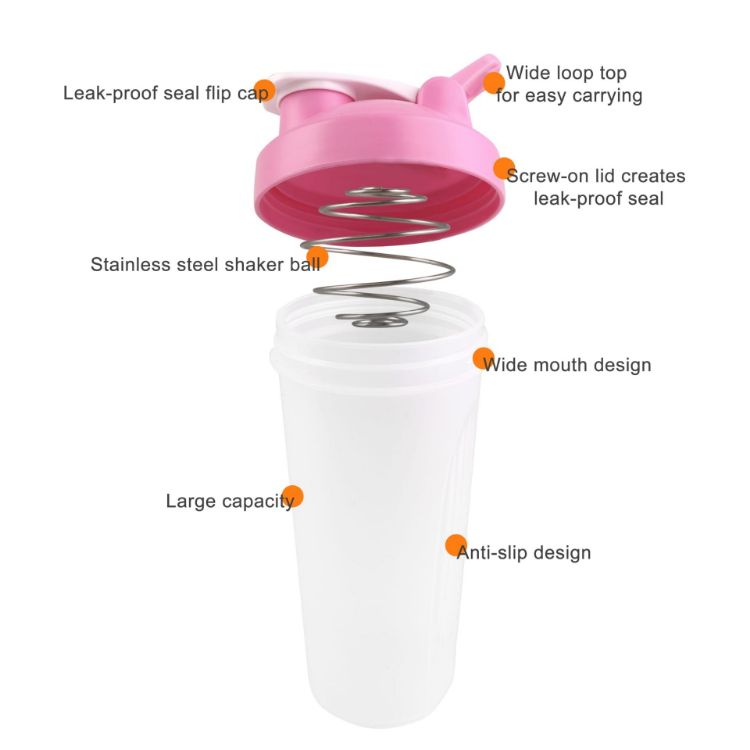 Picture of BPA Free Fitness Shaker Bottle with Loop 600ml